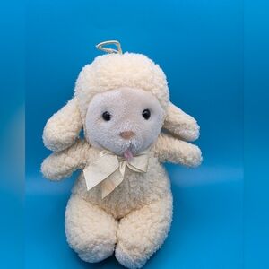 Cream Plush Lamb Toy with Bow Eden